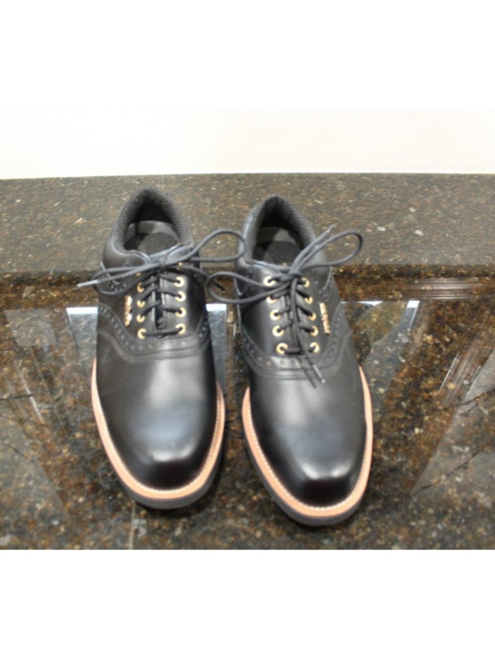 Dunlop Leather Golf Shoes Black Loafers Soft Cleats Size 8.5 Men's